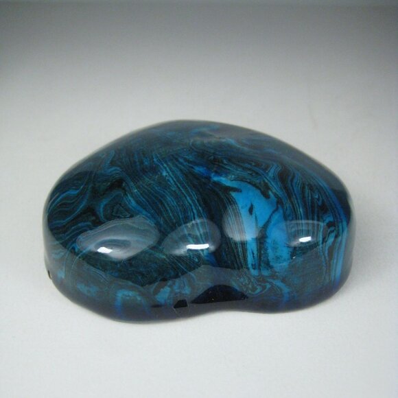 Blue Green Swirled Ceramic Heart Paperweight 3 Inch Decorative Tabletop - Picture 6 of 11
